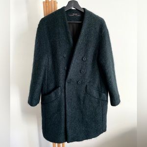 Zara mohair wool bottle green coat sz S